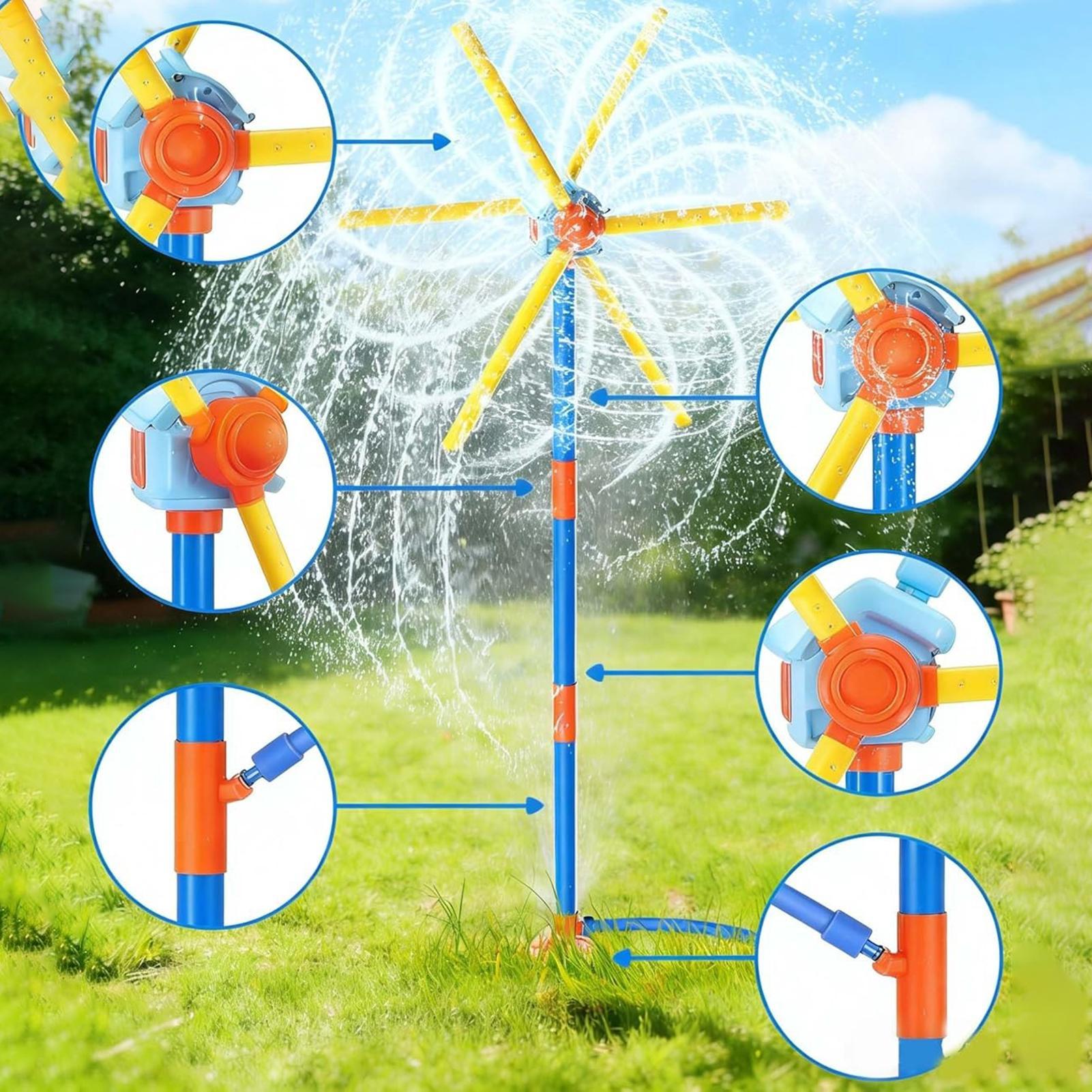 Kids Outdoor Garden Set - สปริงเกอร์สำหรับเด็ก สปริงเกอร์ลมหมุนพร้อมหัวฉีด 54 หัว ของเล่นกลางแจ้งสำหรับฤดูร้อน สนามหลังบ้าน