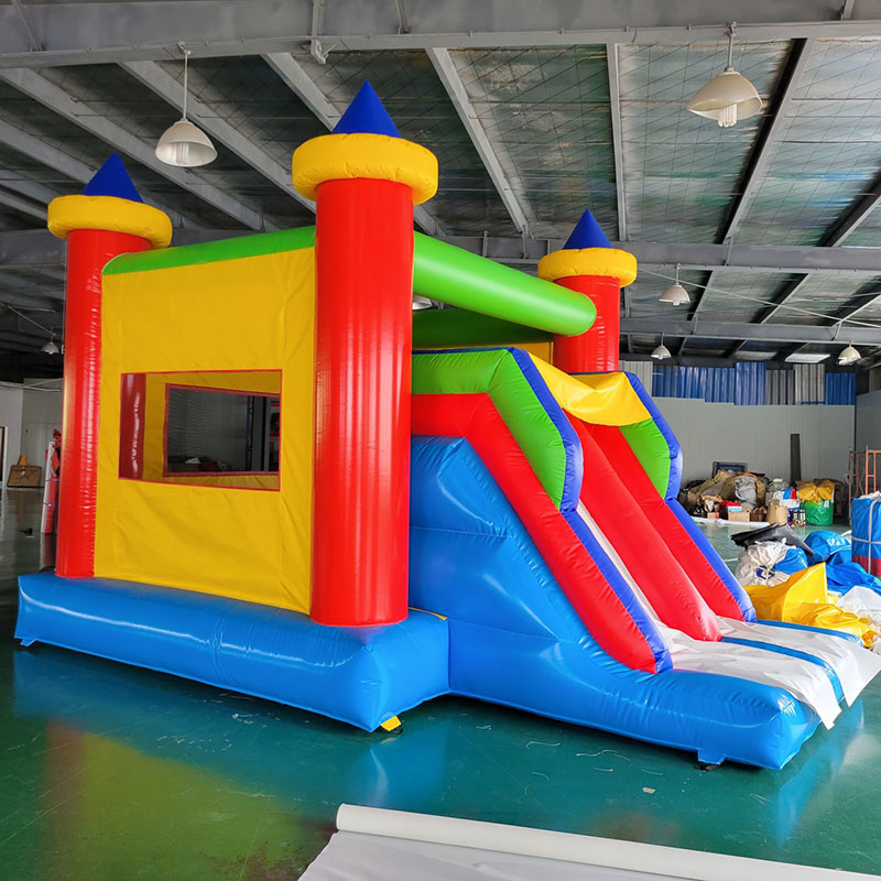 Kids Outdoor House With Slide - บ้านตีกลับพร้อมปราสาทกระโดดสไลด์ บ้านเด้งสําหรับเด็ก เช่าปาร์ตี้กลางแจ้ง รวมถึงเครื่องเป่าลมฟรี