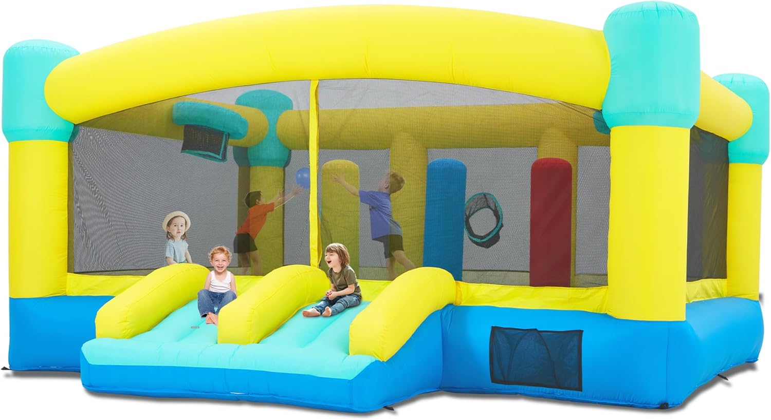 Kids Outdoor House With Slide - บ้านลมขนาดใหญ่, ปราสาทลมเป่าลมขนาด 15 x 14.8 ฟุต