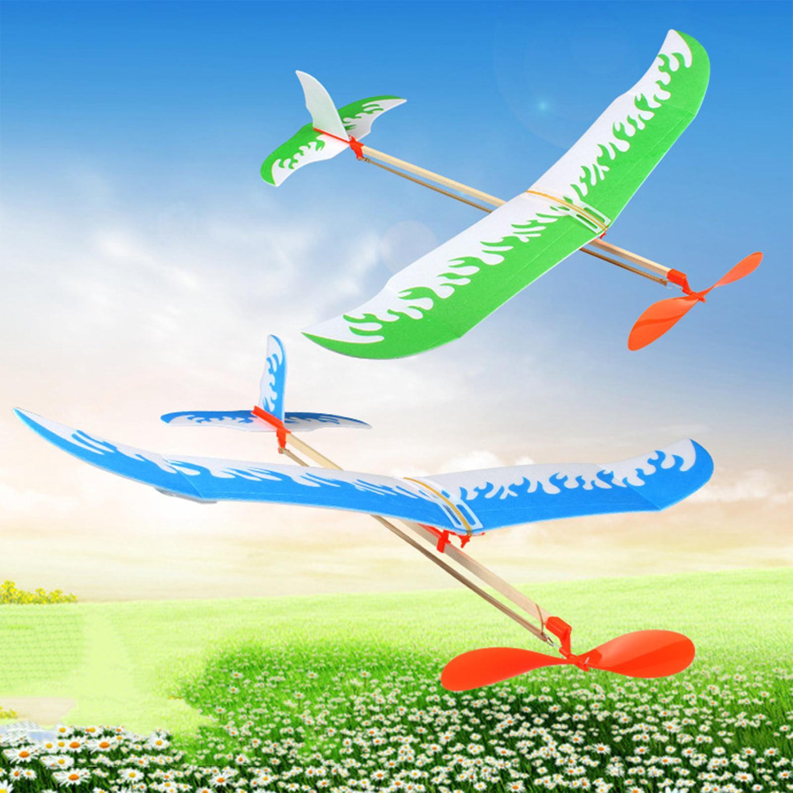 Kids Outdoor Play Equipment - เครื่องบินยางรัดแบบใช้พลังงานลม ชุดประกอบเครื่องบินร่อน เกมบิน เล่นสนุกสำหรับเด็ก นักเรียน ผู้ใหญ่