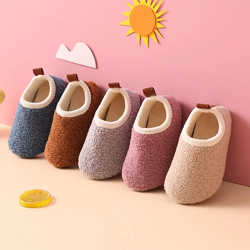 Kids Indoor Outdoor Slippers - เด็กรองเท้าแตะผ้าฝ้ายอบอุ่นเด็กฤดูหนาวรองเท้าเด็กผู้หญิง Plush รองเท้าในร่ม Soft Sole Anti-SLIP