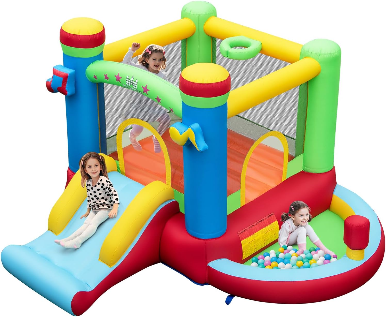 Kids Outdoor Inflatable - บ้านลมพร้อมบ่อบอล, บ้านลมสำหรับเด็กอายุ 3-12 ปี ใช้ได้ทั้งในร่มและกลางแจ้ง พร้อมพื้นที่กระโดดขนาดใหญ่,