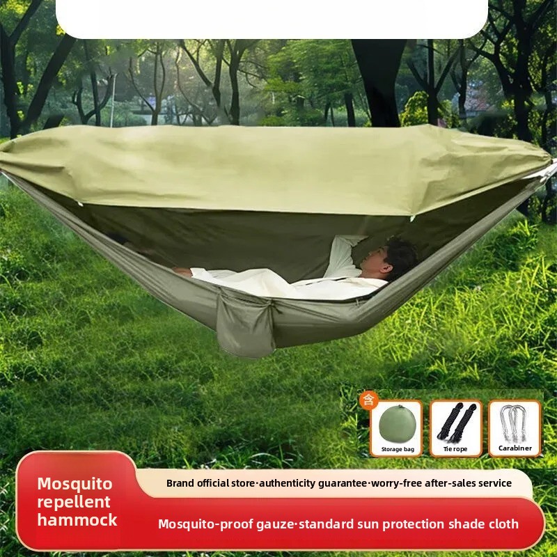Kids Outdoor Hammock Swing - เปลตาข่ายพร้อมมุ้งกันยุง ดีไซน์แบบพับได้ สำหรับผู้ใหญ่และเด็ก ใช้สำหรับตั้งแคมป์กลางแจ้งและเป็นเปลแกว่ง