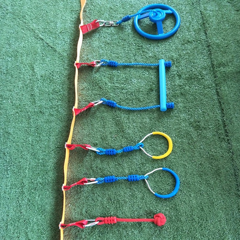 Kids Outdoor Climbing Equipment - อุปกรณ์เสริมของเล่นกีฬากลางแจ้งสำหรับเด็ก เชือกปีนป่าย วงแหวน ชิ้นส่วนสำหรับสนามเด็กเล่นในสวนหลังบ้าน ของเล่นฝึกประสาทสัมผัสสำหรับเด็ก