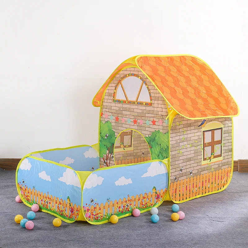 Kids Outdoor Tent - เต็นท์เด็กแบบพับได้พร้อมลานกลางแจ้ง สำหรับเล่นในร่มและกลางแจ้ง เต็นท์สำหรับคลานเล่น ชายหาด สระว่ายน้ำ สวน