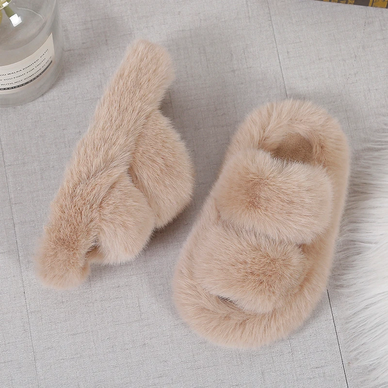Kids Indoor Outdoor Slippers - ในฤดูหนาวเด็กผู้หญิงสลิปเปอร์ขนสัตว์คลาสสิกเรียบง่าย, รองเท้าแตะแฟชั่นสำหรับเด็กกันลื่นเปิดนิ้วเท้ารองเท้าลำลองผ้าฝ้ายอเนกประสงค์