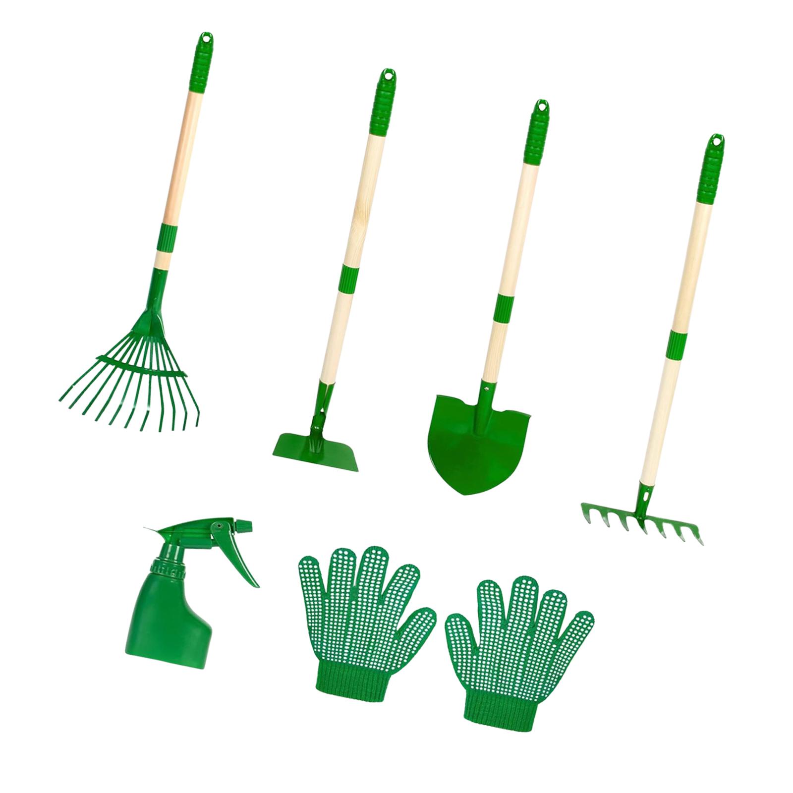 Kids Outdoor Garden Set - 6x เด็กทําสวนชุดเครื่องมือกลางแจ้งขุดวัชพืชของเล่นของขวัญวันเกิดปฏิบัติ Comfort Handle Spade Rake