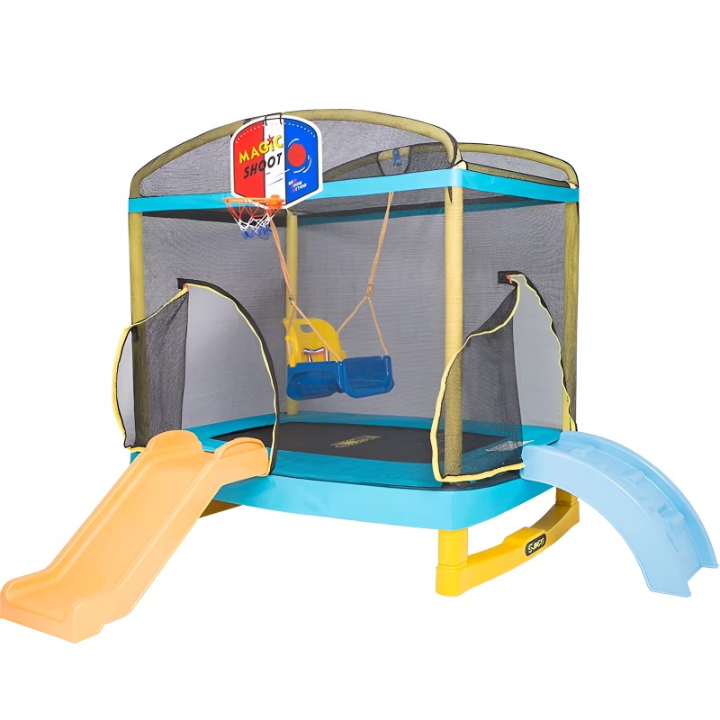 Kids Indoor Outdoor Trampoline - แทรมโพลีนขายส่ง แทรมโพลีนเด็กกลางแจ้ง แทรมโพลีนเด็กในร่มและกลางแจ้ง พร้อมสไลเดอร์