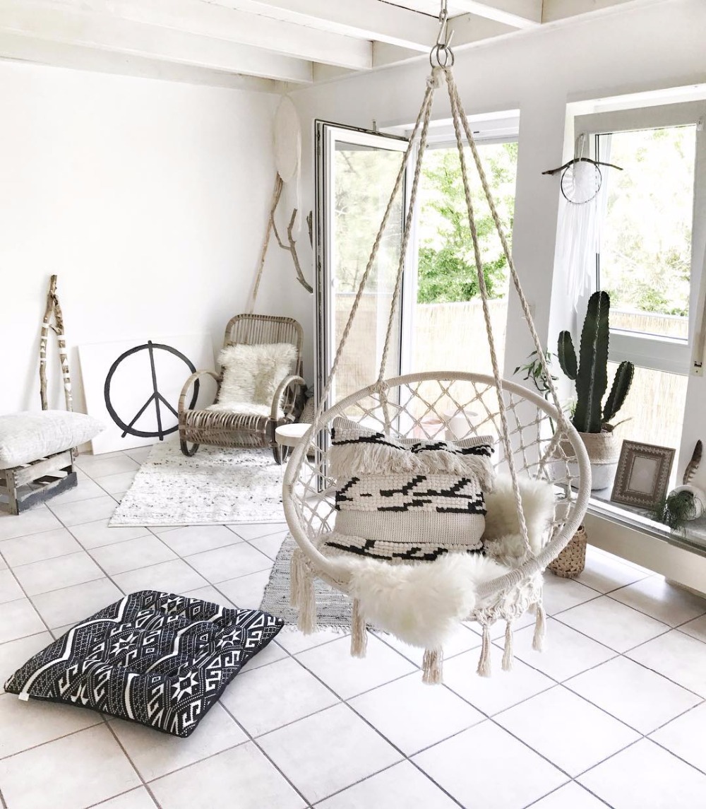 Kids Outdoor Hammock Swing - 2025 Nordic Garden Handmade ถักรอบแขวนเปลญวนกลางแจ้งในร่มห้องนอนเด็กทารกแขวนเก้าอี้เด็ก Swing