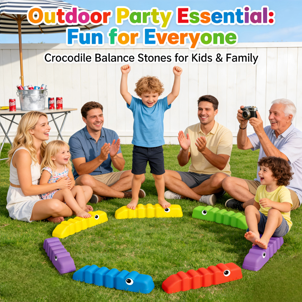 Kids Outdoor Balance Beam - แท่งฝึกทรงตัวลายคลื่นกันลื่น 6 ชิ้น, ของเล่นออกกำลังกายสำหรับเด็กในร่มและกลางแจ้ง, เสริมสร้างความสมดุลและการประสานงานของกล้ามเนื้อ