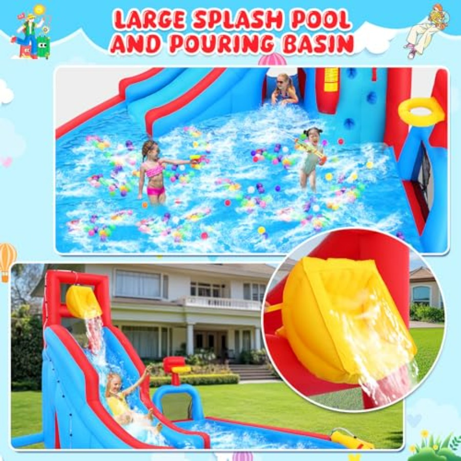 สไลเดอร์น้ำเป่าลมกลางแจ้งสำหรั - Kids Outdoor House With Slide บทวิจารณ์และราคา