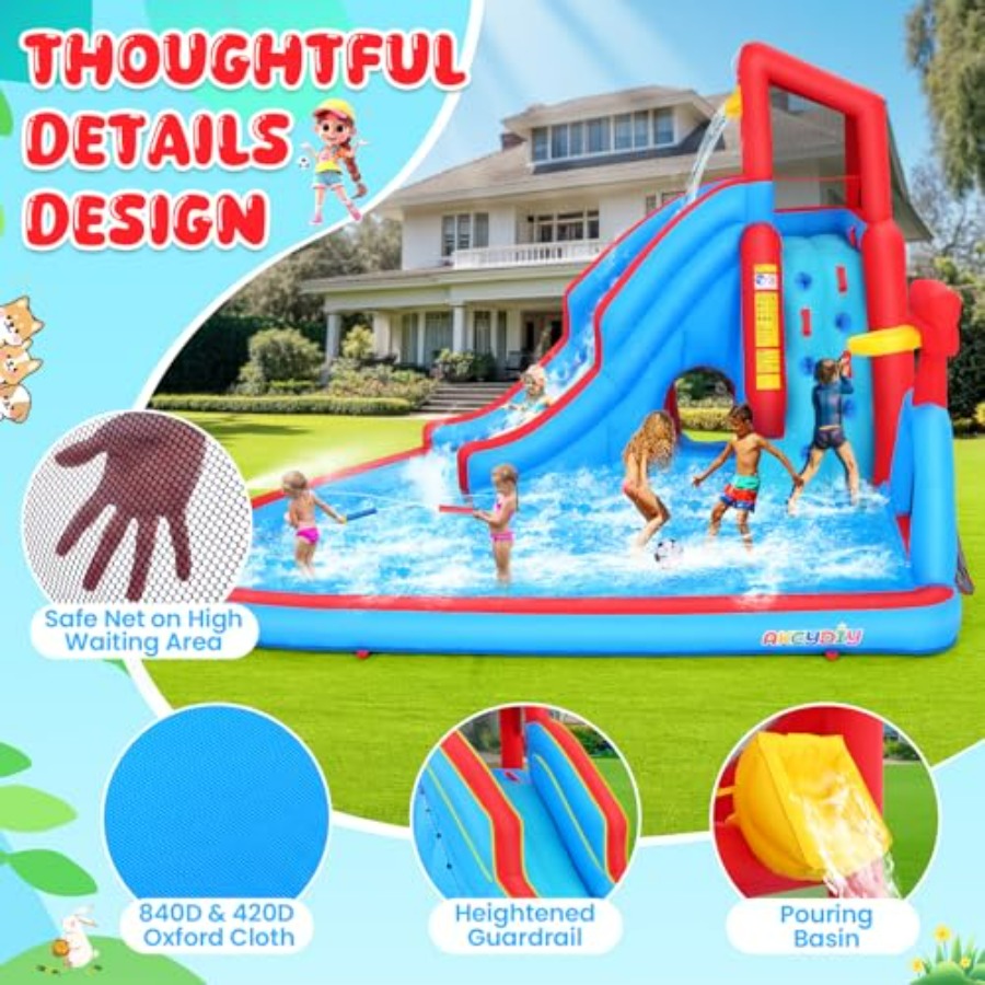 สไลเดอร์น้ำเป่าลมกลางแจ้งสำหรั - Kids Outdoor House With Slide บทวิจารณ์และราคา