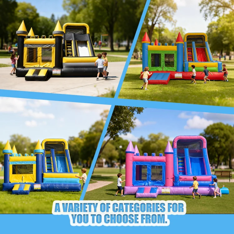 บ้านลมเป่าลมเชิงพาณิชย์สีสันสด - Kids Outdoor House With Slide บทวิจารณ์และราคา