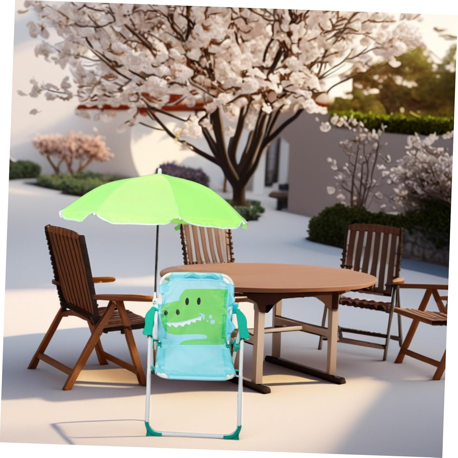 1 ชุดเก้าอี้ชายหาดพับพร้อมร่มเ - Kids Outdoor Lounge Chair With Umbrella บทวิจารณ์และราคา