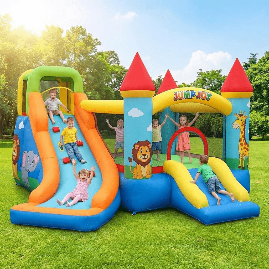 บ้านลมเป่าลมขนาดใหญ่แบบกำหนดเอ - Kids Outdoor House With Slide บทวิจารณ์และราคา