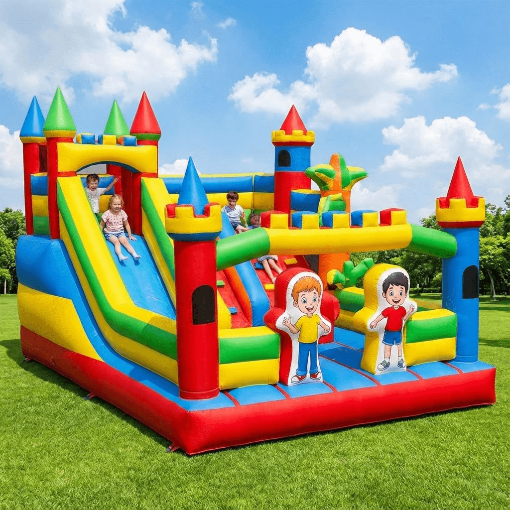 บ้านลมเป่าลมขนาดใหญ่แบบกำหนดเอ - Kids Outdoor House With Slide บทวิจารณ์และราคา