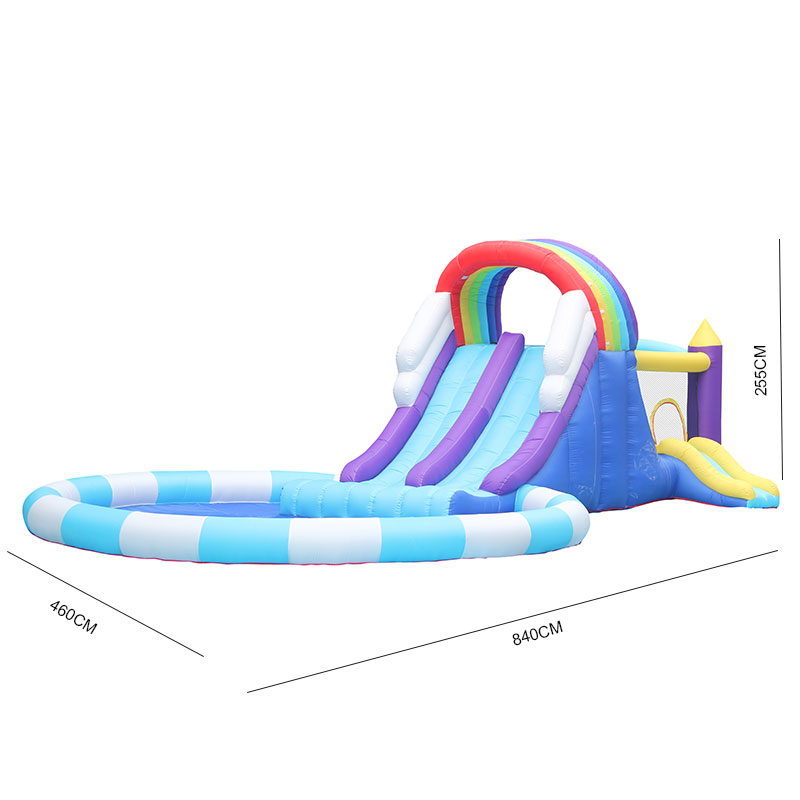 สไลเดอร์น้ำเป่าลมยักษ์สีรุ้งสำ - Kids Outdoor Inflatable บทวิจารณ์และราคา