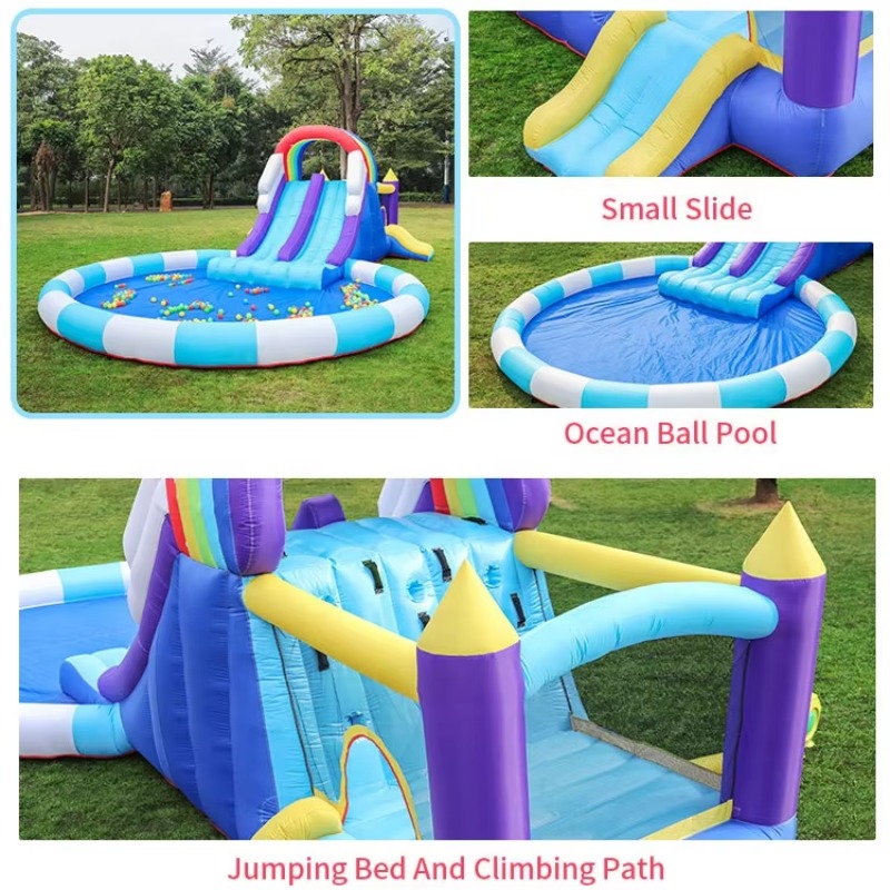 สไลเดอร์น้ำเป่าลมยักษ์สีรุ้งสำ - Kids Outdoor Inflatable บทวิจารณ์และราคา