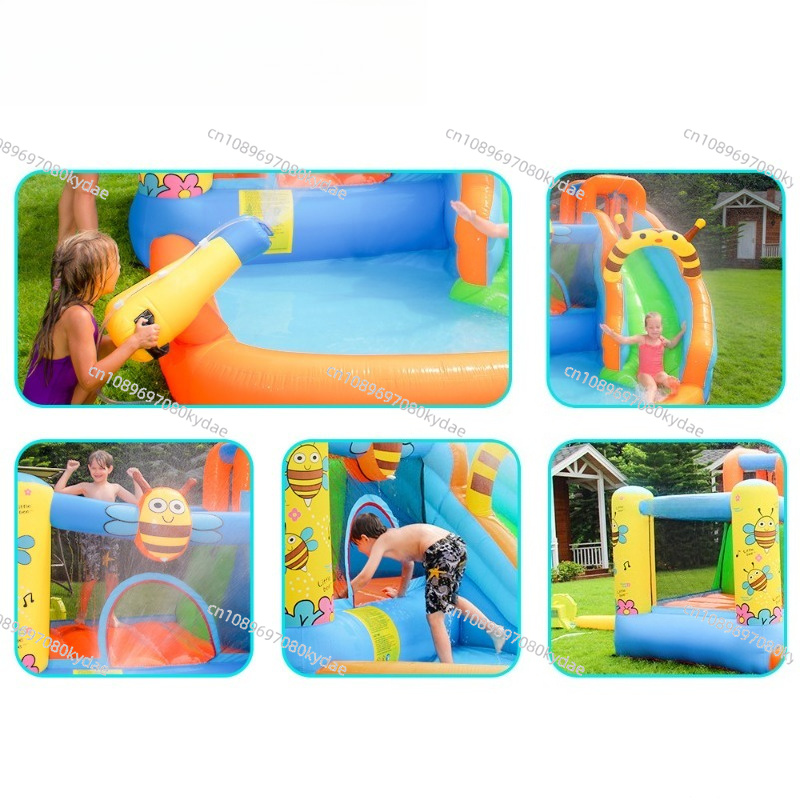 สไลเดอร์น้ำเป่าลมพร้อมปราสาทเด - Kids Indoor Outdoor Trampoline บทวิจารณ์และราคา