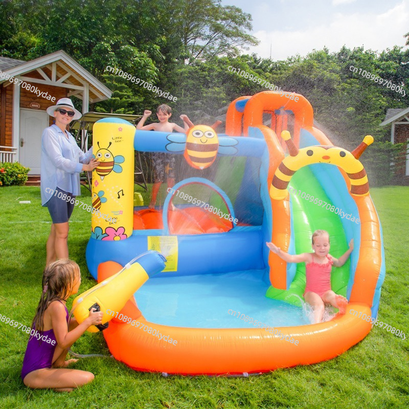 สไลเดอร์น้ำเป่าลมพร้อมปราสาทเด - Kids Indoor Outdoor Trampoline บทวิจารณ์และราคา