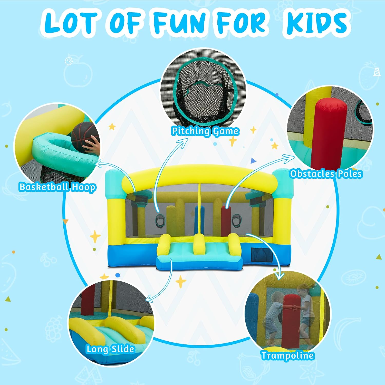 บ้านลมขนาดใหญ่, ปราสาทลมเป่าลม - Kids Outdoor House With Slide บทวิจารณ์และราคา