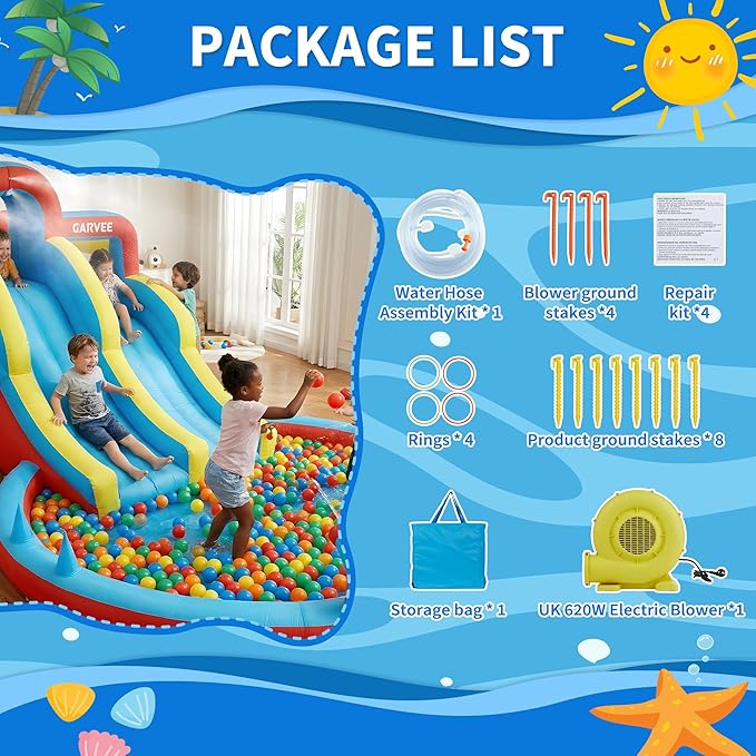 สวนน้ำเป่าลม 8-in-1 สำหรับทุกฤ - Kids Outdoor Inflatable บทวิจารณ์และราคา