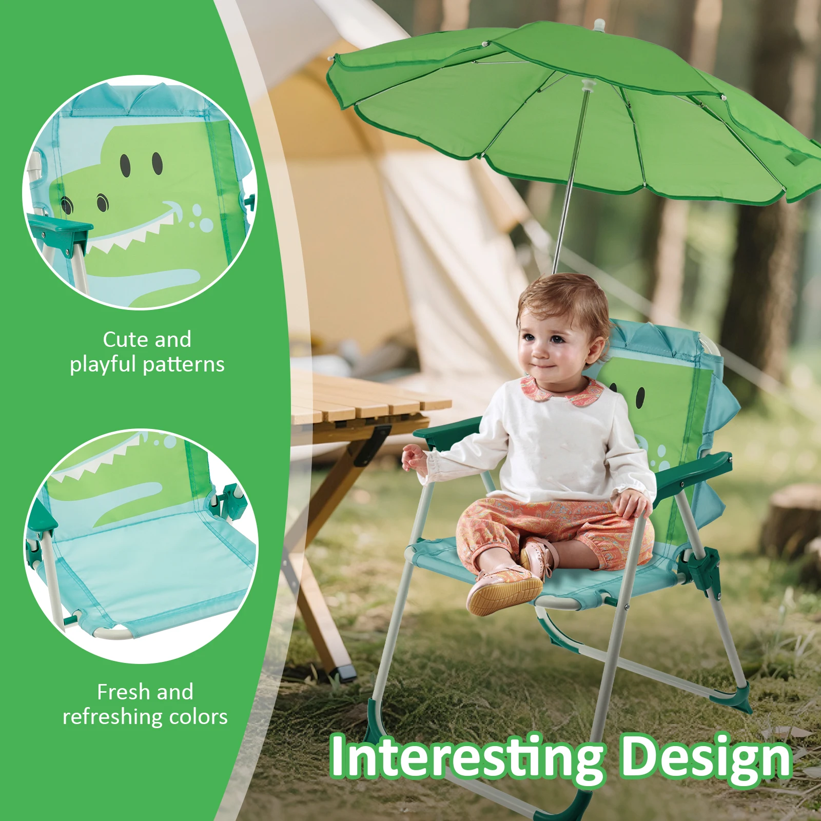 เก้าอี้ชายหาดพับได้สำหรับเด็ก  - Kids Outdoor Lounge Chair With Umbrella บทวิจารณ์และราคา