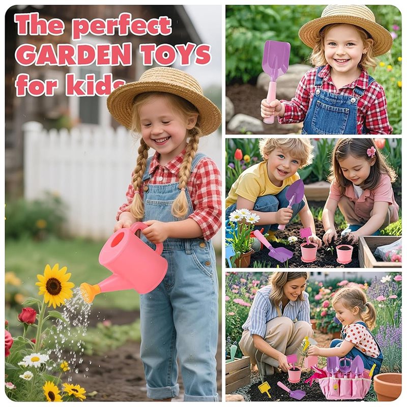 ชุดเครื่องมือทำสวนสีชมพูสำหรับ - Kids Outdoor Garden Set บทวิจารณ์และราคา