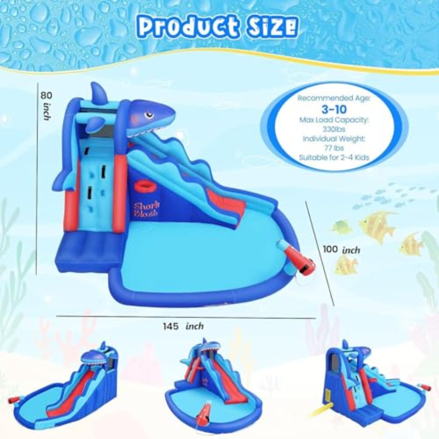 สไลเดอร์น้ำเป่าลมสำหรับเด็กอาย - Kids Outdoor House With Slide บทวิจารณ์และราคา