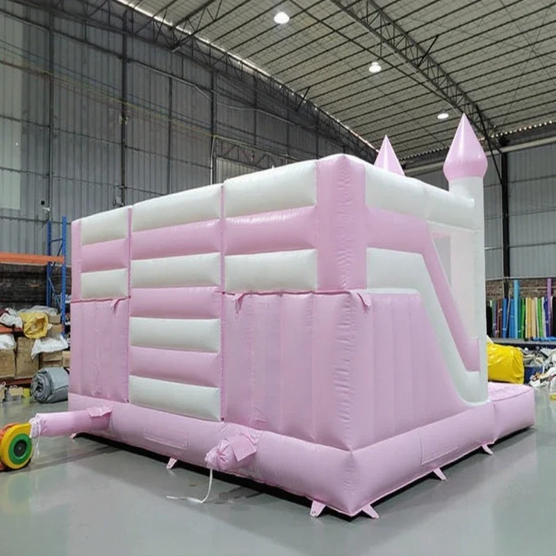 บ้านลมเป่าลมสีชมพูรูปปราสาทเจ้ - Kids Outdoor House With Slide บทวิจารณ์และราคา