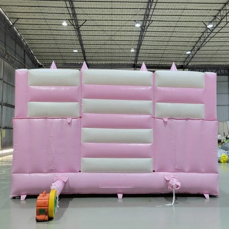 บ้านลมเป่าลมสีชมพูรูปปราสาทเจ้ - Kids Outdoor House With Slide บทวิจารณ์และราคา