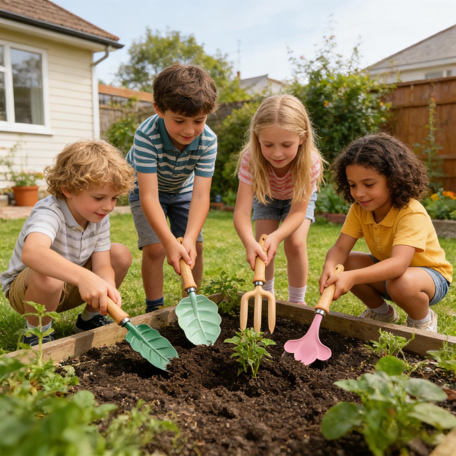 ชุดทำสวนสำหรับเด็ก 4 ชิ้น รูปท - Kids Outdoor Garden Set บทวิจารณ์และราคา