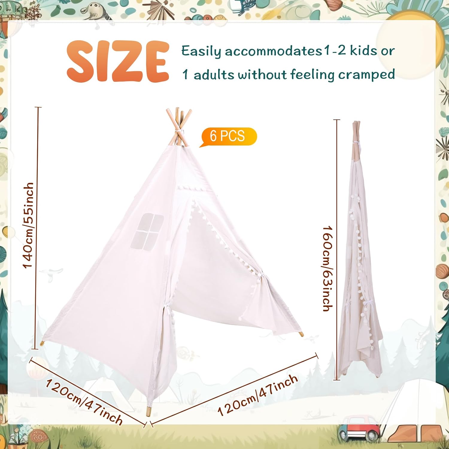 Windyun 6 Pcs Kids Teepee Tent - Kids Outdoor Tent บทวิจารณ์และราคา