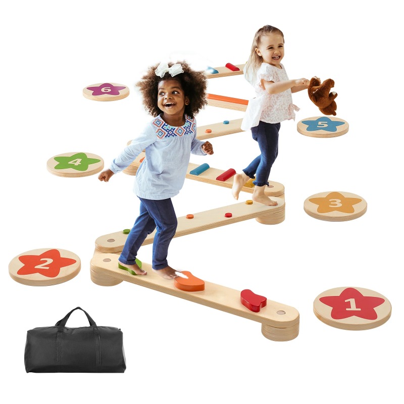 แผ่นไม้ทรงตัว 6 ชิ้น สำหรับเด็ - Kids Outdoor Balance Beam บทวิจารณ์และราคา