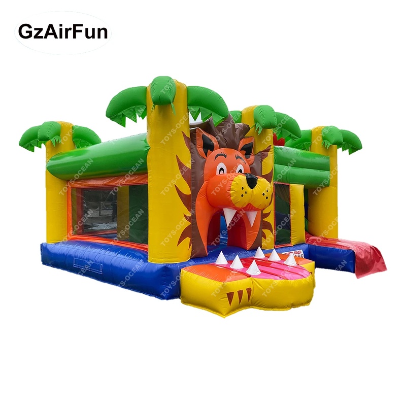บ้านลมเป่าลมธีมสิงโตสำหรับใช้ง - Kids Outdoor House With Slide บทวิจารณ์และราคา