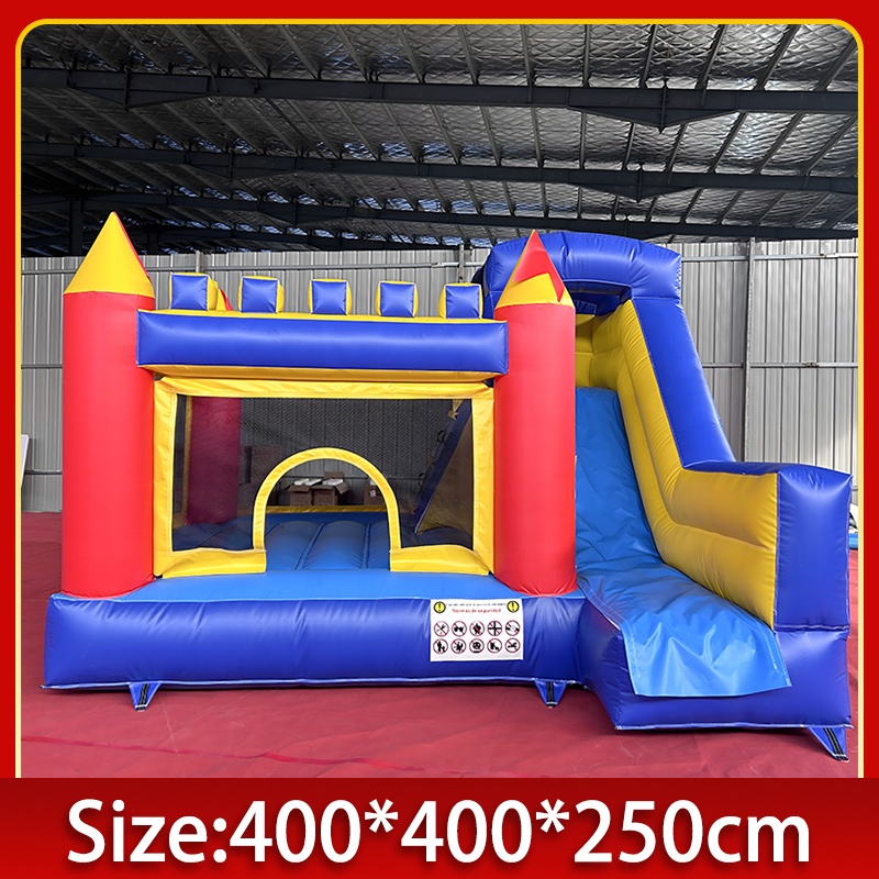 บ้านลมเป่าลมขนาด 4ม. x 4ม., ปร - Kids Outdoor House With Slide บทวิจารณ์และราคา