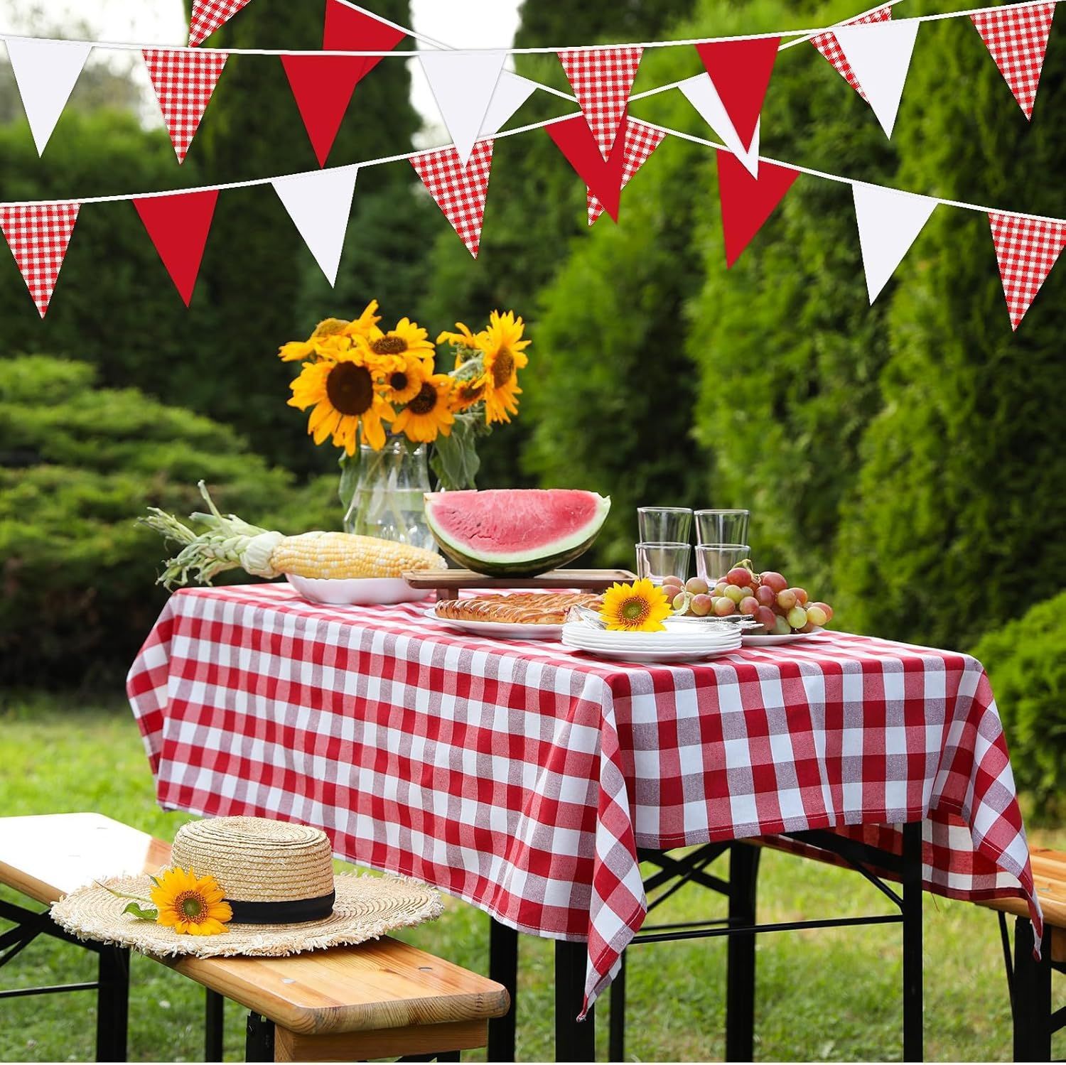 ธงสามเหลี่ยมสีแดงขาว ประดับตกแ - Kids Outdoor Garden Set บทวิจารณ์และราคา
