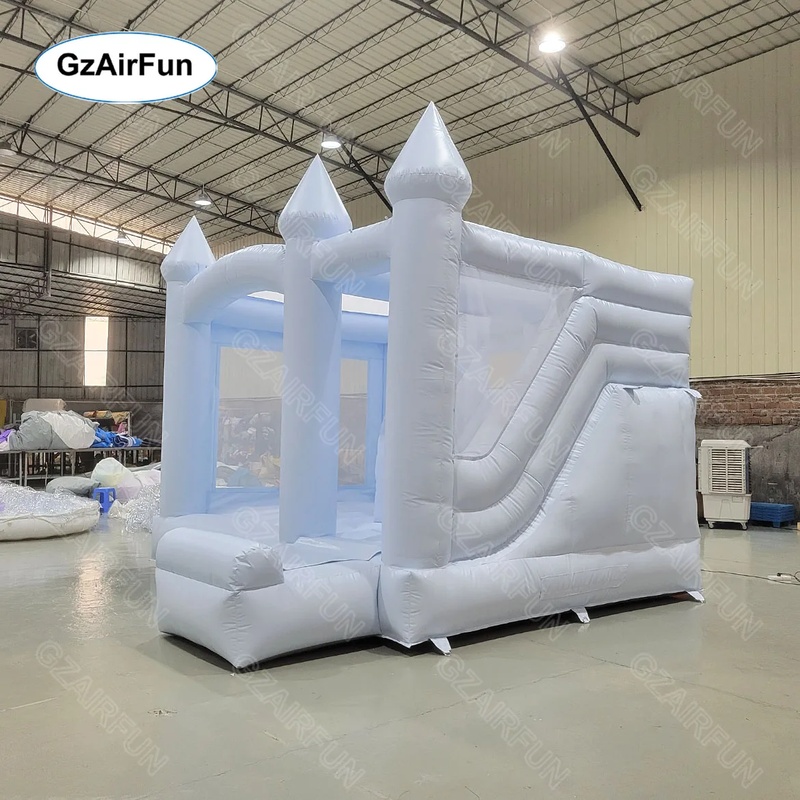 ปราสาทลมสีขาวสำหรับงานแต่งงาน  - Kids Outdoor House With Slide บทวิจารณ์และราคา
