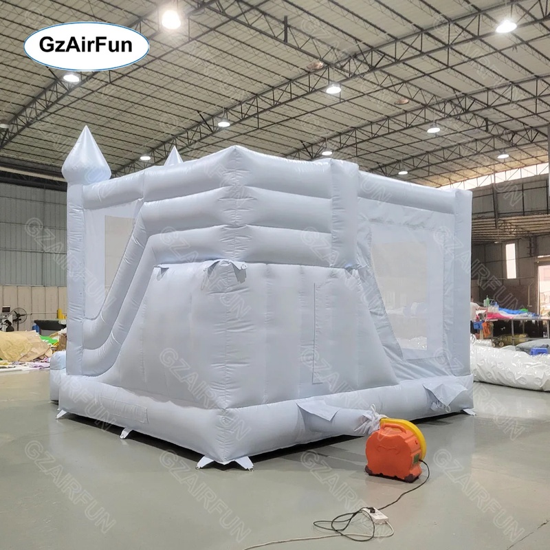 ปราสาทลมสีขาวสำหรับงานแต่งงาน  - Kids Outdoor House With Slide บทวิจารณ์และราคา